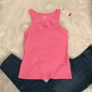 New Girl's Joe Fresh Pink Flower Tank Top XL 14